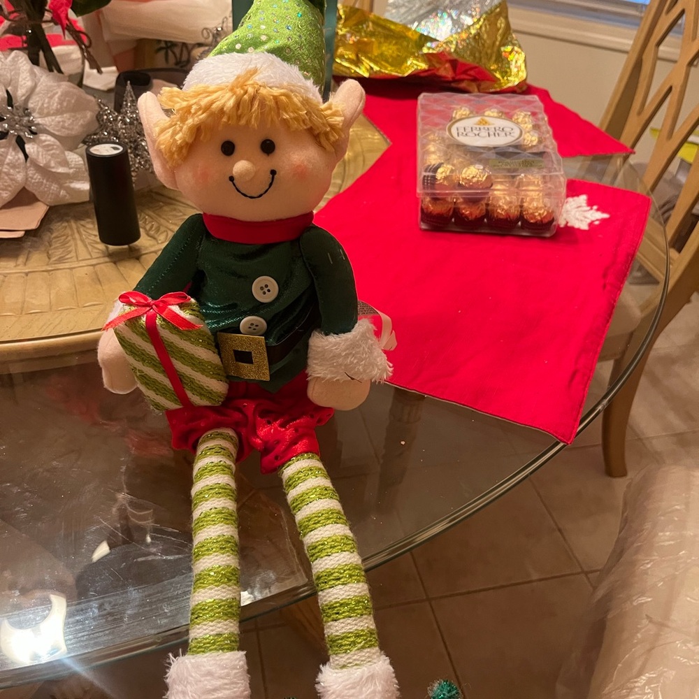 Festive Elf Plush with Gift